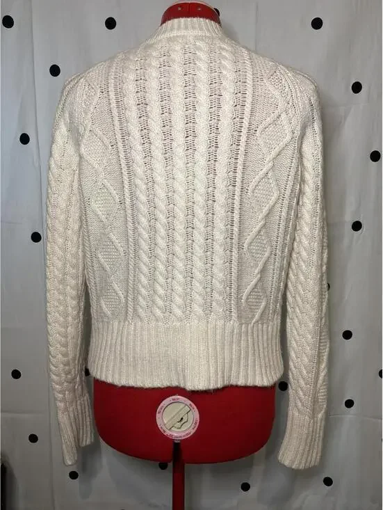 Cream Cable Knit Button-Up Cardigan Sweater - Picture 3 of 3